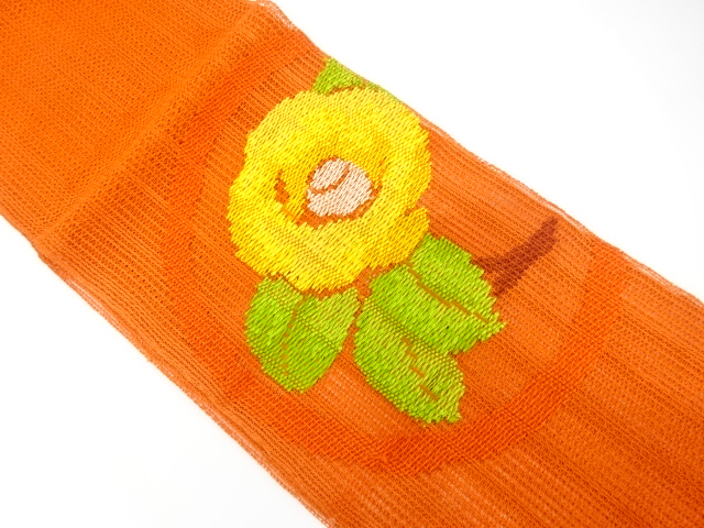 JAPANESE NAGOYA OBI FOR SUMMER / WOVEN CAMELLIA